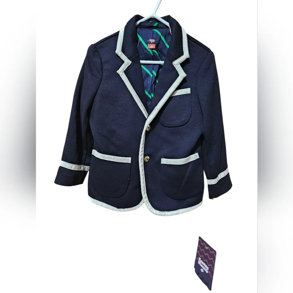 Navy Blue Kids Blazer with White‎ Trim